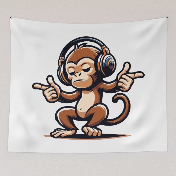 Artikelvorschau, Groove Master Monkey - Cooler tanzender Affe mit Kopfhörern entworfen und verkauft von Akioos.