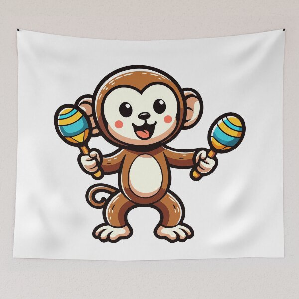 Item preview, Maraca Monkey Magic - Joyful Monkey Playing Maracas designed and sold by Akioos.