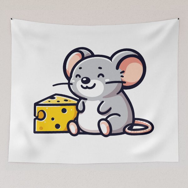 Item preview, Cheerful Cheese Lover Mouse - Adorable Mouse with Swiss Cheese designed and sold by Akioos.