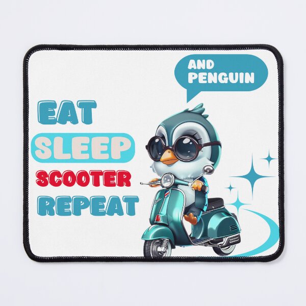 Item preview, Eat Sleep Scooter Repeat Penquin Funny Animal designed and sold by khetchDesign.