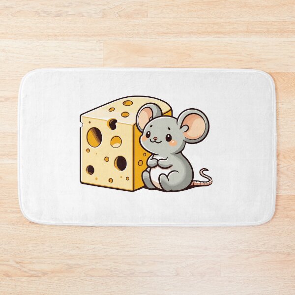 Item preview, Cute Mouse with Cheese - Adorable Rodent Enjoying Swiss Cheese designed and sold by Akioos.