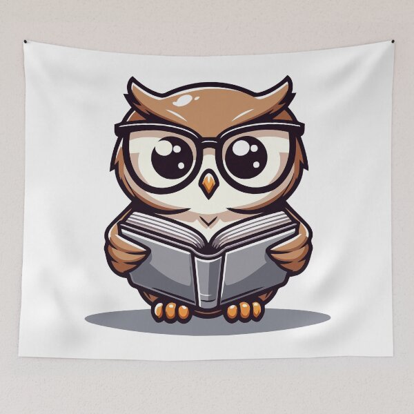 Item preview, Wise Reader Owl - Scholarly Owl with Glasses Reading a Book designed and sold by Akioos.