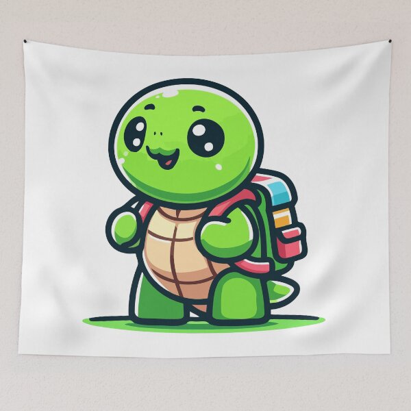 Item preview, Backpack Buddy Turtle - Cheerful Turtle Ready for Adventure designed and sold by Akioos.