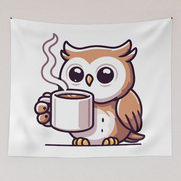 Item preview, Cozy Coffee Owl - Cute Owl Enjoying a Warm Mug designed and sold by Akioos.