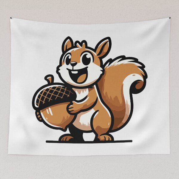 Item preview, Playful Nut Gatherer - Cheerful Squirrel with Acorn designed and sold by Akioos.