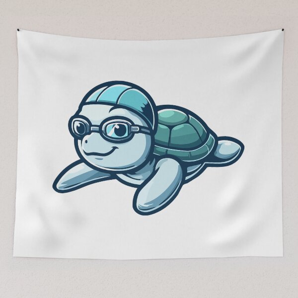 Item preview, Swimming Scholar Turtle - Smart Turtle with Goggles Illustration designed and sold by Akioos.