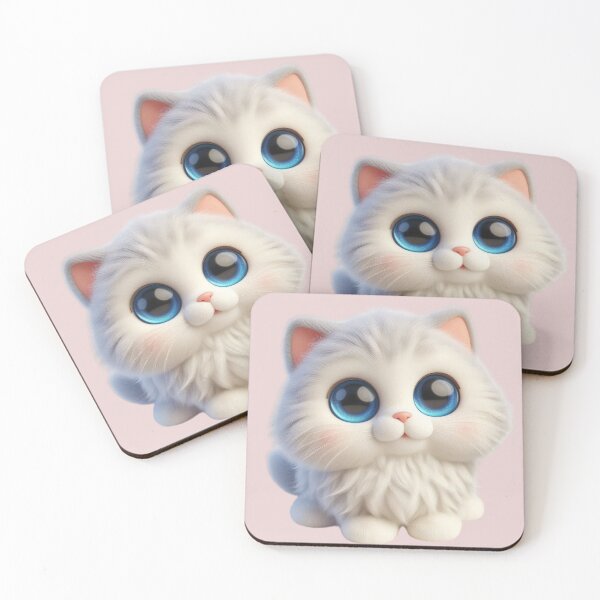 Item preview, Cute Fluffy White Kitten with Big Blue Eyes designed and sold by JulieSouster.