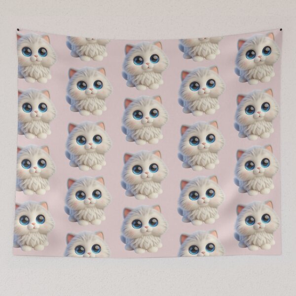 Item preview, Cute Fluffy White Kitten with Big Blue Eyes designed and sold by JulieSouster.