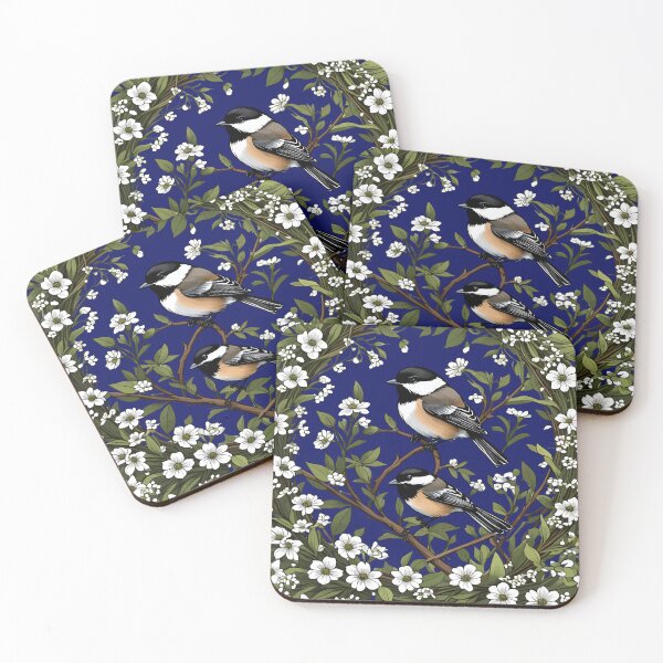 Item preview, Black-capped Chickadee Bird And Massachusetts Mayflowers designed and sold by taiche.