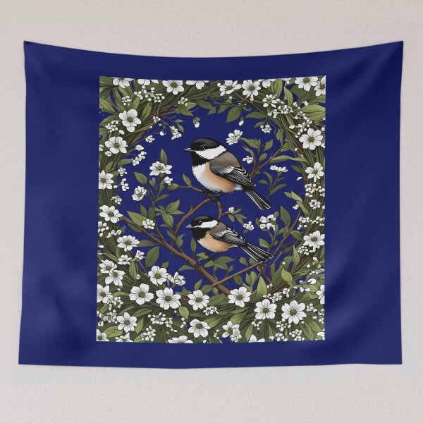 Item preview, Black-capped Chickadee Bird And Massachusetts Mayflowers designed and sold by taiche.
