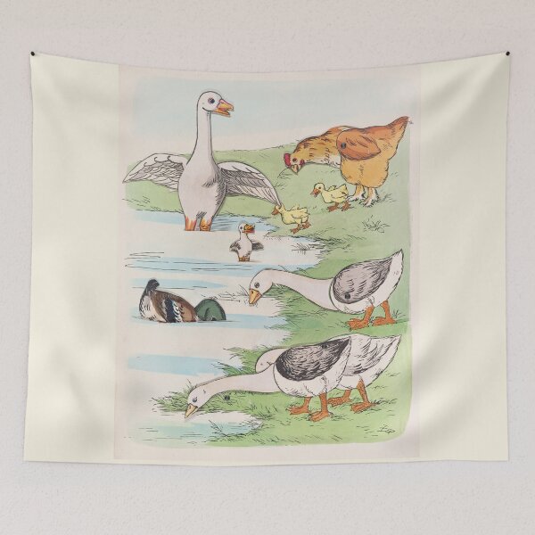 Item preview, Geese, ducks, and chickens illustration designed and sold by Lacasadellora.