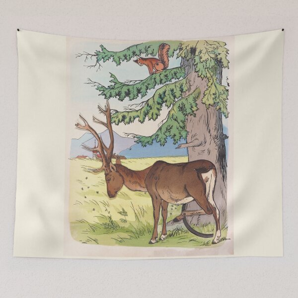 Item preview, The deer and the squirrel  illustration designed and sold by Lacasadellora.