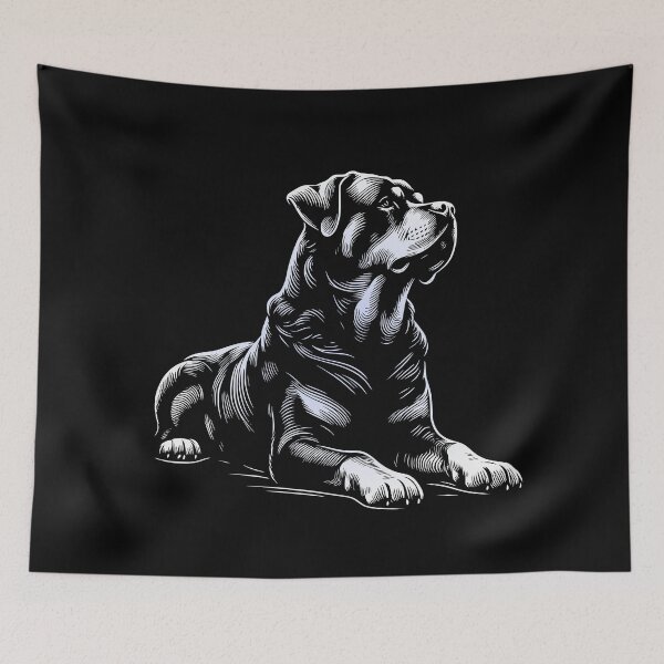 Item preview, rottweiler dog, rottie, rott, on transparent background, illustration minimalist graphic art lines white light gray designed and sold by CutOriginalArt.