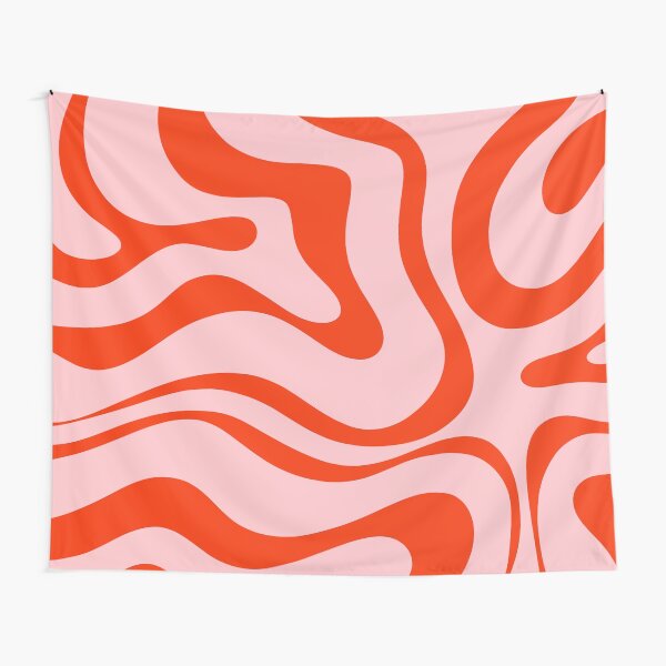 Item preview, Modern Retro Liquid Swirl Abstract Pattern in Light Pink and Red Orange designed and sold by kierkegaard.