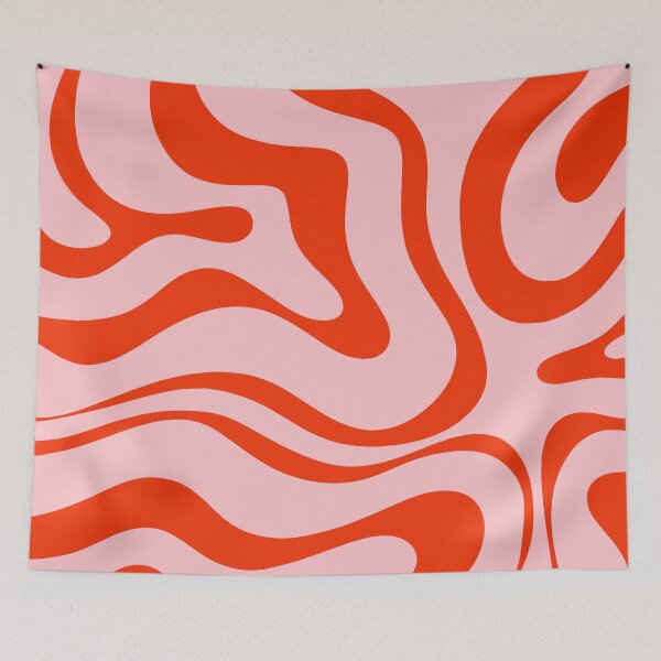 Item preview, Modern Retro Liquid Swirl Abstract Pattern in Light Pink and Red Orange designed and sold by kierkegaard.