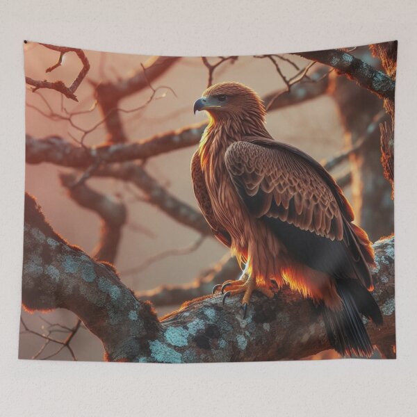 Item preview, brown bold eagle on a tree during sunrise designed and sold by mikaws.