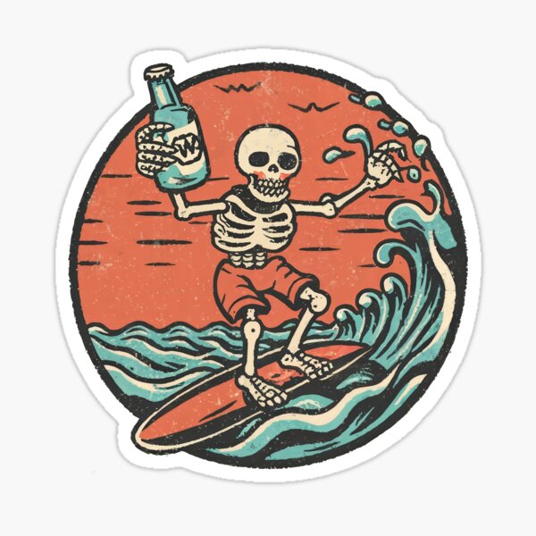 Vista previa del artículo con la obra «Huesos de Surfin», diseñado y vendido por Angry Swan Designs.