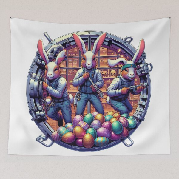 Item preview, easter egg vault heist by masked three goats with bunny ears Easter Funny animals  designed and sold by Expressions-Sel.