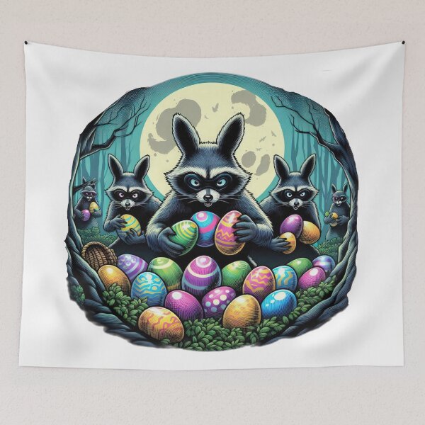 Item preview, raccoons with easter eggs Easter Funny animals  designed and sold by Expressions-Sel.