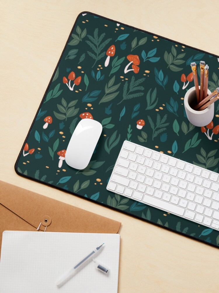 Thumbnail 3 of 5, Mouse Pad, Leaves and mushrooms green designed and sold by Elenanaylor.