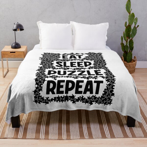 Item preview, Eat Sleep Puzzle Repeat Jigsaw Pieces Puzzler Hobbyist Quote designed and sold by GrandeDuc.
