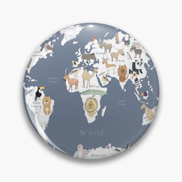 Item preview, Animal World Map with Dark Grey Background Illustrated By Artist Carla Daly designed and sold by Carla Daly.