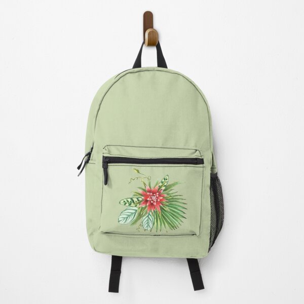 Item preview, tropical leaves flowers bouquet Bromeliad, palm, calathea, creeper. Watercolor sticker designed and sold by BartolArt.