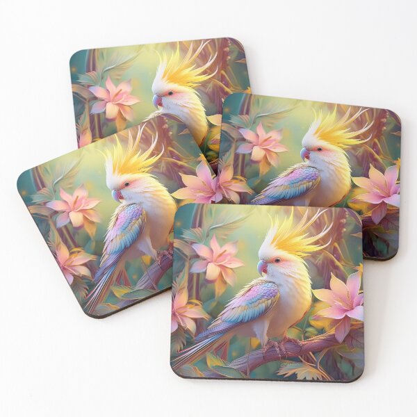 Artikelvorschau, Fantasy Birds - Nymphensittich mit schillernden Flügeln entworfen und verkauft von Lee Hiller Designs.
