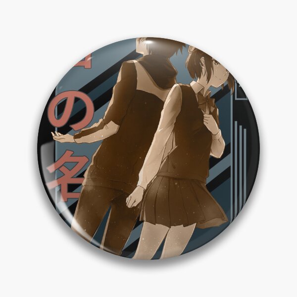 Artikelvorschau, Taki und Mitsuha Retro Blau-Schwarz-Design entworfen und verkauft von Wafusaurus.
