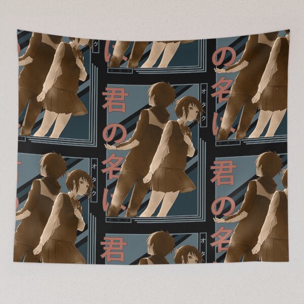 Item preview, Taki and Mitsuha Retro Blue Black Design  designed and sold by Wafusaurus.