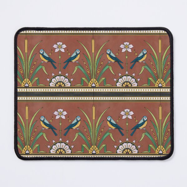 Item preview, Floral Blue Bird Tile Reproduction (Red Background) designed and sold by MadeByGeeClowes.