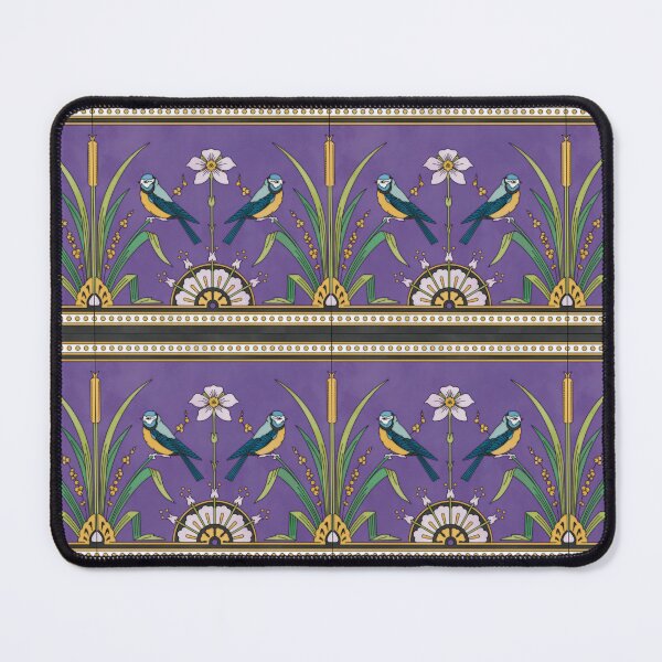 Item preview, Floral Blue Bird Tile Reproduction (Purple Background) designed and sold by MadeByGeeClowes.
