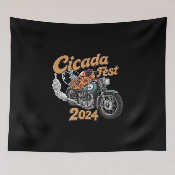 Item preview,  Cicada Fest 2024 Broods XIX & XIII Love Tourcicada riding a vintage motorcycle designed and sold by first-shirt ⭐ ⭐ ⭐ ⭐ ⭐.