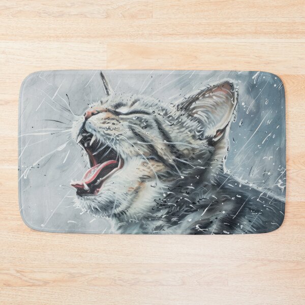 Item preview, Cat in the rain hand painted art  designed and sold by MoonCatLab.