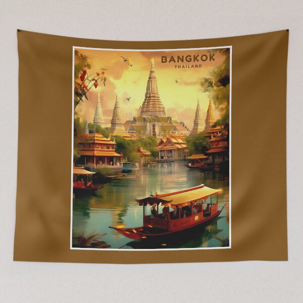 Item preview, BANGKOK: Vintage Thailand Wat Arun Temple of Dawn Travel Advertising Print designed and sold by posterbobs.
