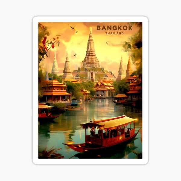 Item preview, BANGKOK: Vintage Thailand Wat Arun Temple of Dawn Travel Advertising Print designed and sold by posterbobs.