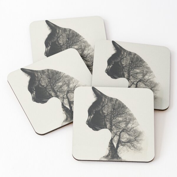Item preview, Black Cat & Forest, forest cat, dark gloomy cat art designed and sold by MoonCatLab.