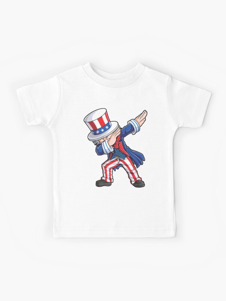 Kids Funny 4th July T Shirt Patriotic Baseball Shirt Uncle Sam Hat USA