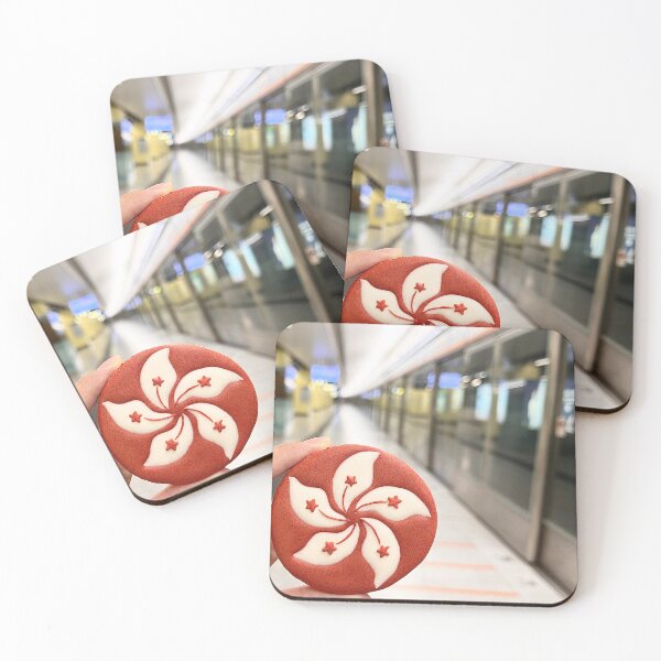 Item preview, On a platform of tube (MTR) with a Hong Kong flag royal icing cookie designed and sold by aiko-p.