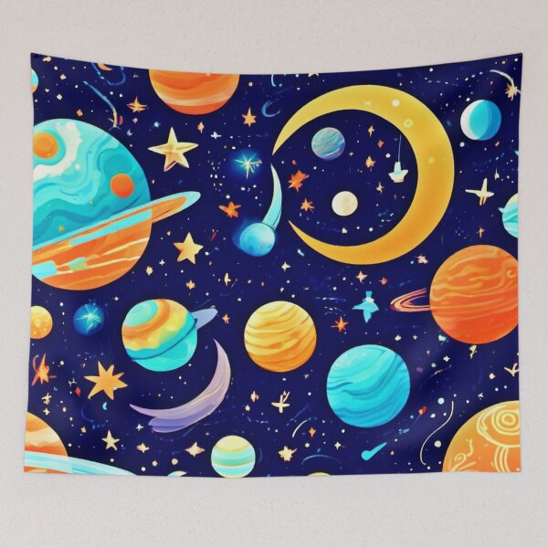 Item preview, Whimsical Celestial Art: Stars, Moon, Planets designed and sold by Health And Fitness Posts e-Store.