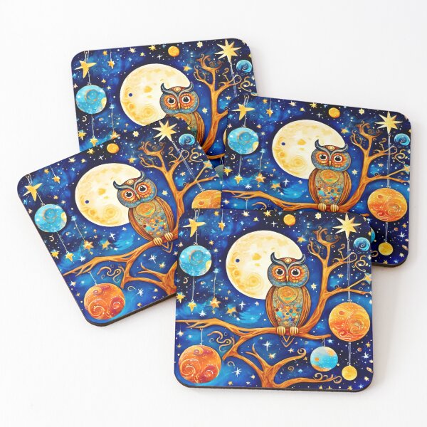 Item preview, Whimsical Owl Celestials: Stars, Moon, Planets designed and sold by Health And Fitness Posts e-Store.