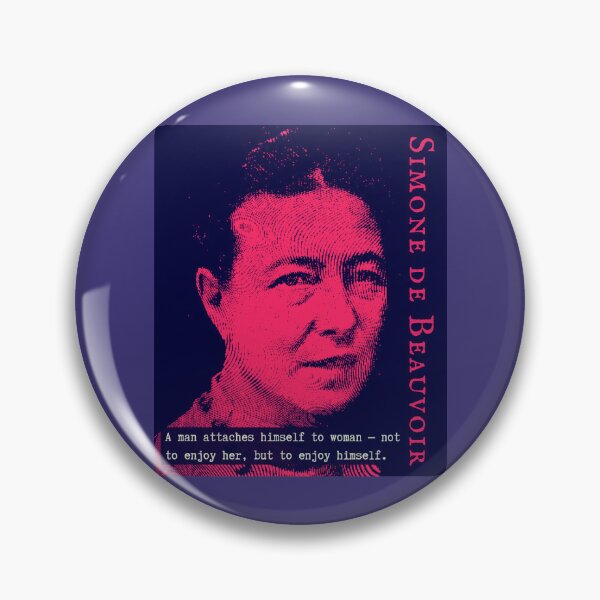 Item preview, Simone de Beauvoir portrait and quote: A man attaches himself to woman -- not to enjoy her, but to enjoy himself. designed and sold by artbleed.