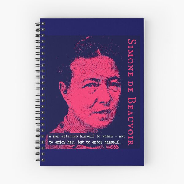 Item preview, Simone de Beauvoir portrait and quote: A man attaches himself to woman -- not to enjoy her, but to enjoy himself. designed and sold by artbleed.