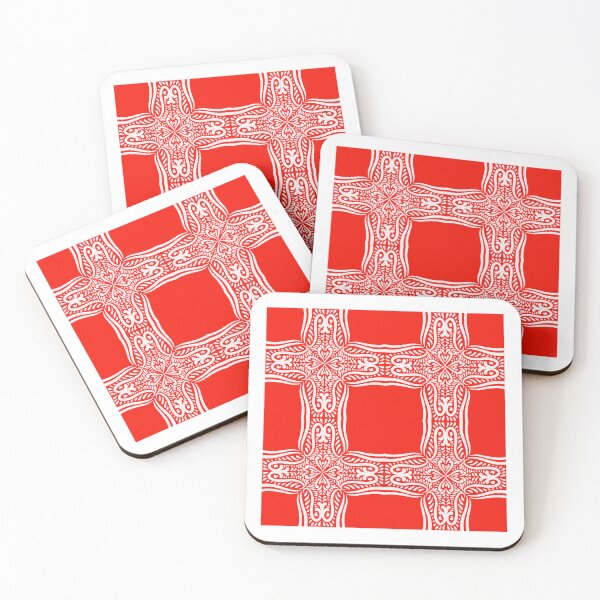 Item preview, Red and white pattern decorative paint  designed and sold by lex-sky.