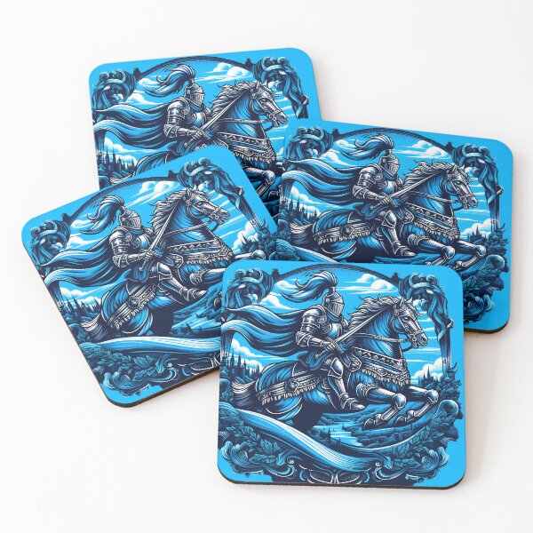 Item preview, Blue Knight on Horseback - Medieval Fantasy designed and sold by PandaTShirtShop.