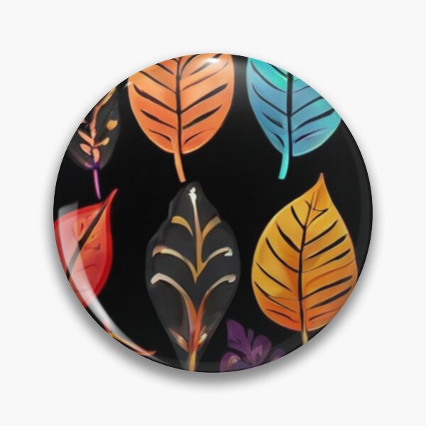 Item preview, colourful leaf pattern in black background designed and sold by optimusprime39.