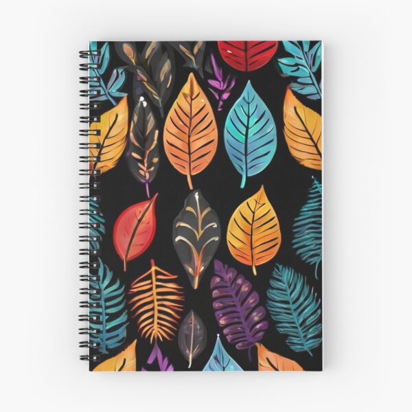 Item preview, colourful leaf pattern in black background designed and sold by optimusprime39.