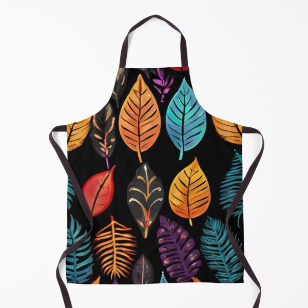 Item preview, colourful leaf pattern in black background designed and sold by optimusprime39.