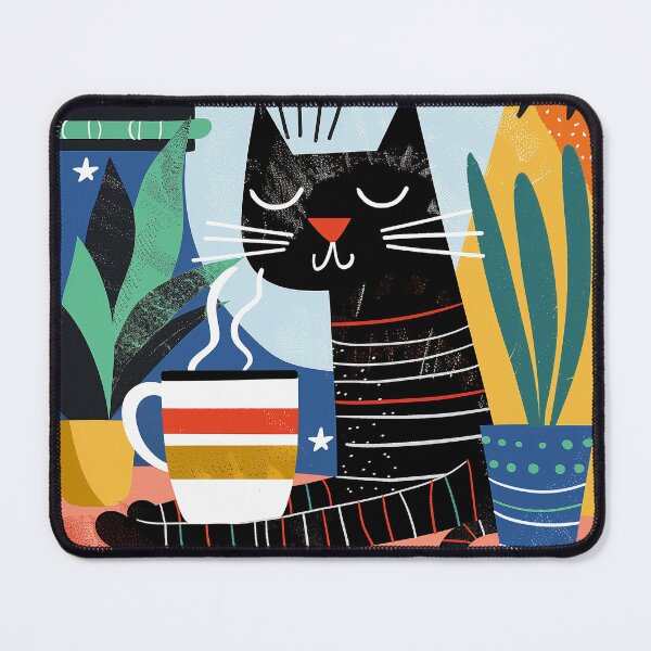 Item preview, Happy cat drinking coffee designed and sold by Mikakujumi.