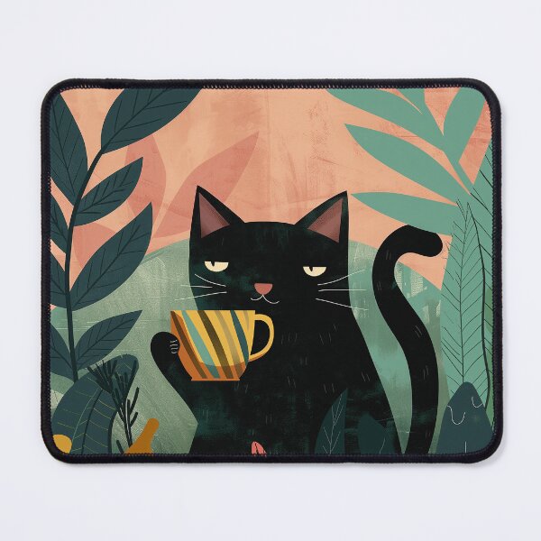 Item preview, Happy cat drinking coffee designed and sold by Mikakujumi.